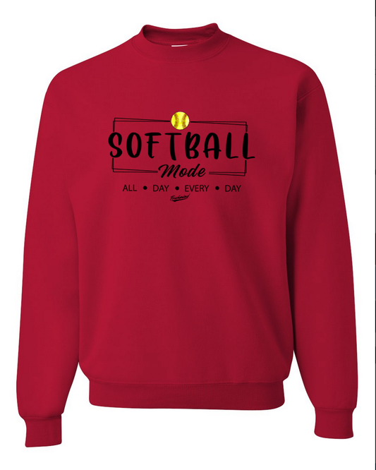 Softball Mode/Black – Red Crewneck