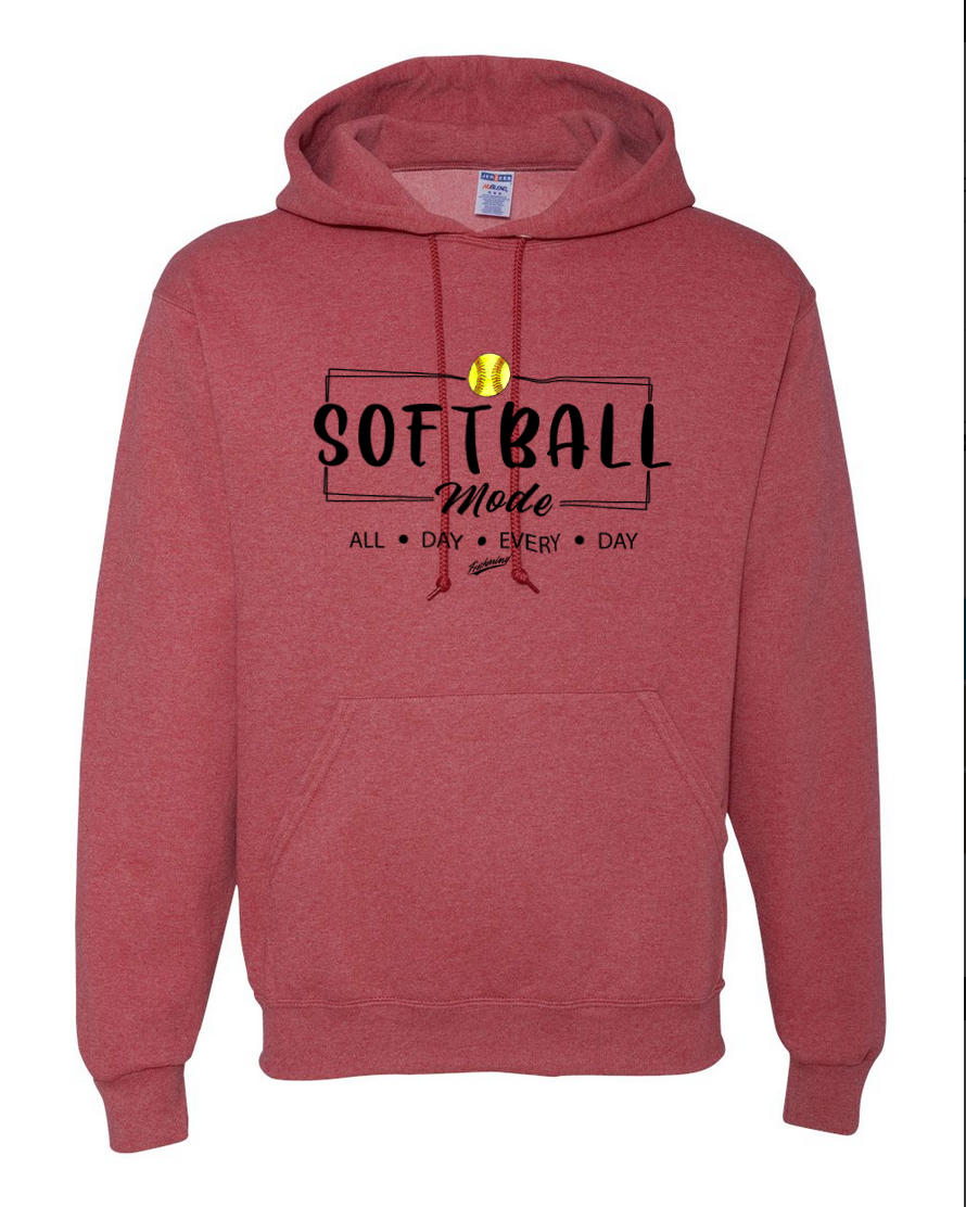 Softball Mode/Black – Vintage Red Hoodie