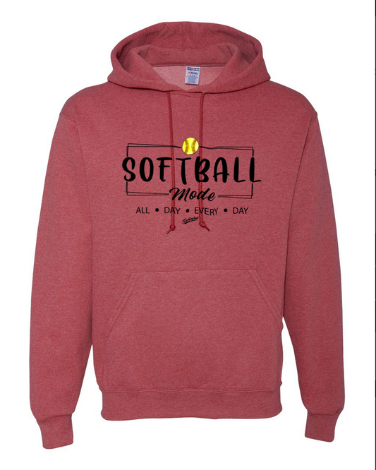 Softball Mode/Black – Vintage Red Hoodie