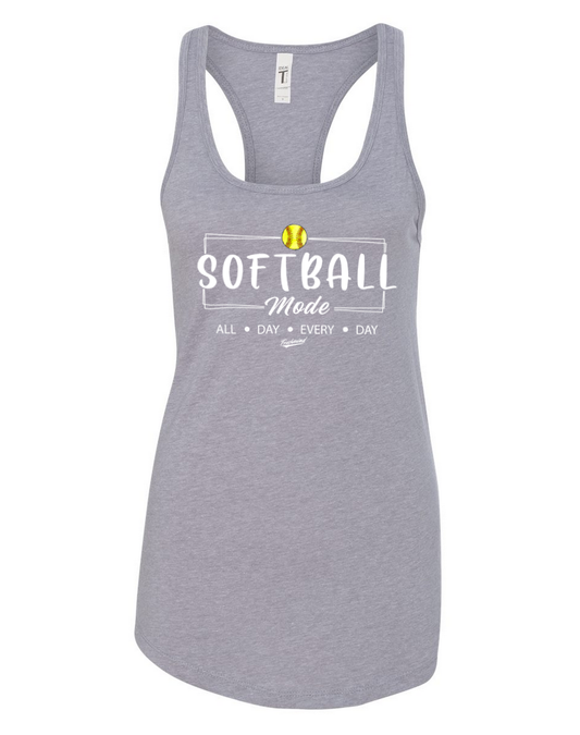 Softball Mode/White – Light Gray Tank Top