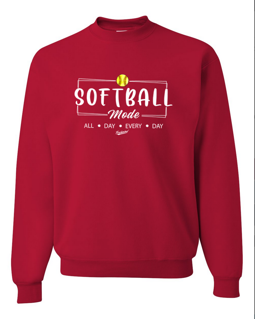 Softball Mode/White – Red Crewneck