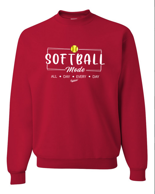 Softball Mode/White – Red Crewneck