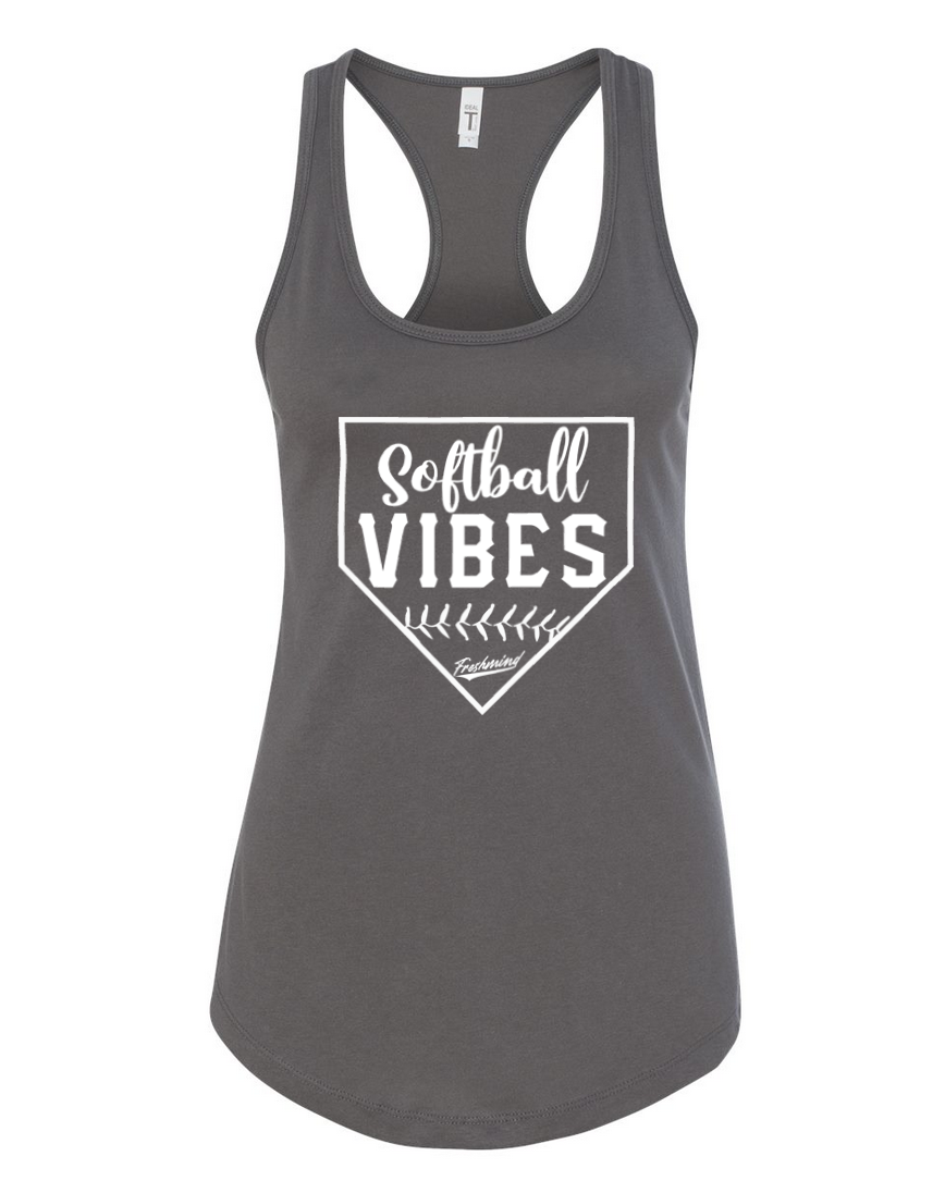 Softball Vibes/White – Dark Gray Tank Top