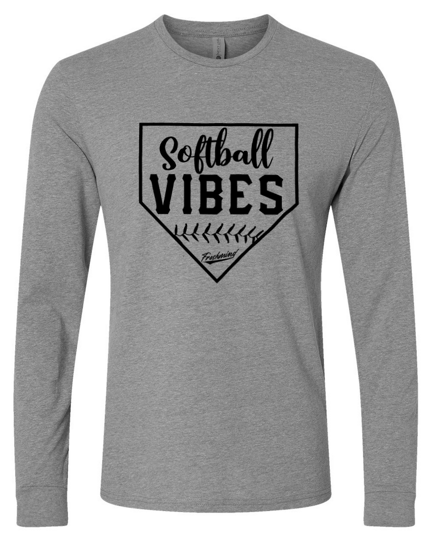 Softball Vibes/Black – Gray Long Sleeve