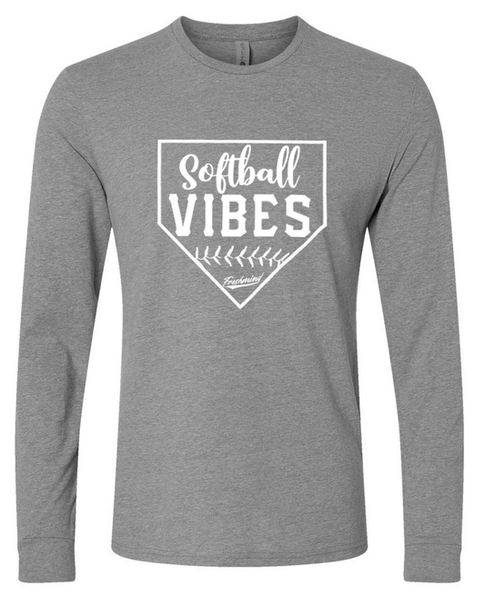 Softball Vibes/White – Gray Long Sleeve