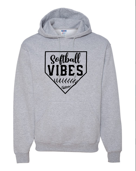 Softball Vibes/Black – Gray Hoodie