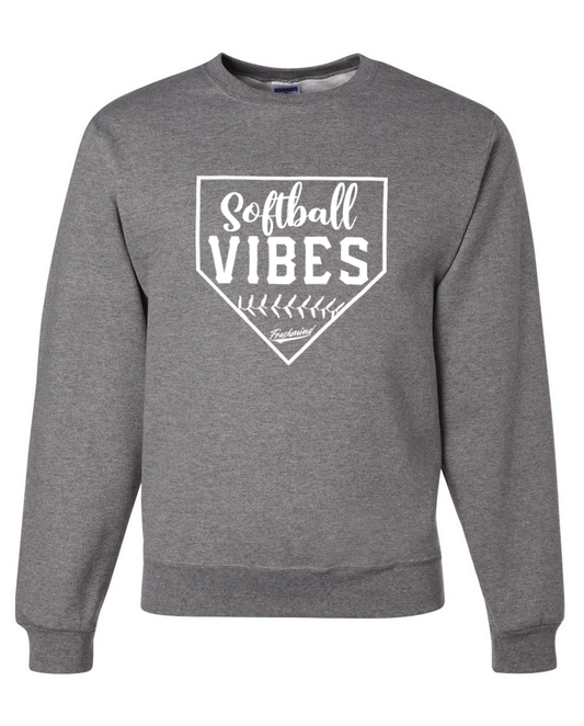 Softball Vibes/White – Dark Gray Crewneck