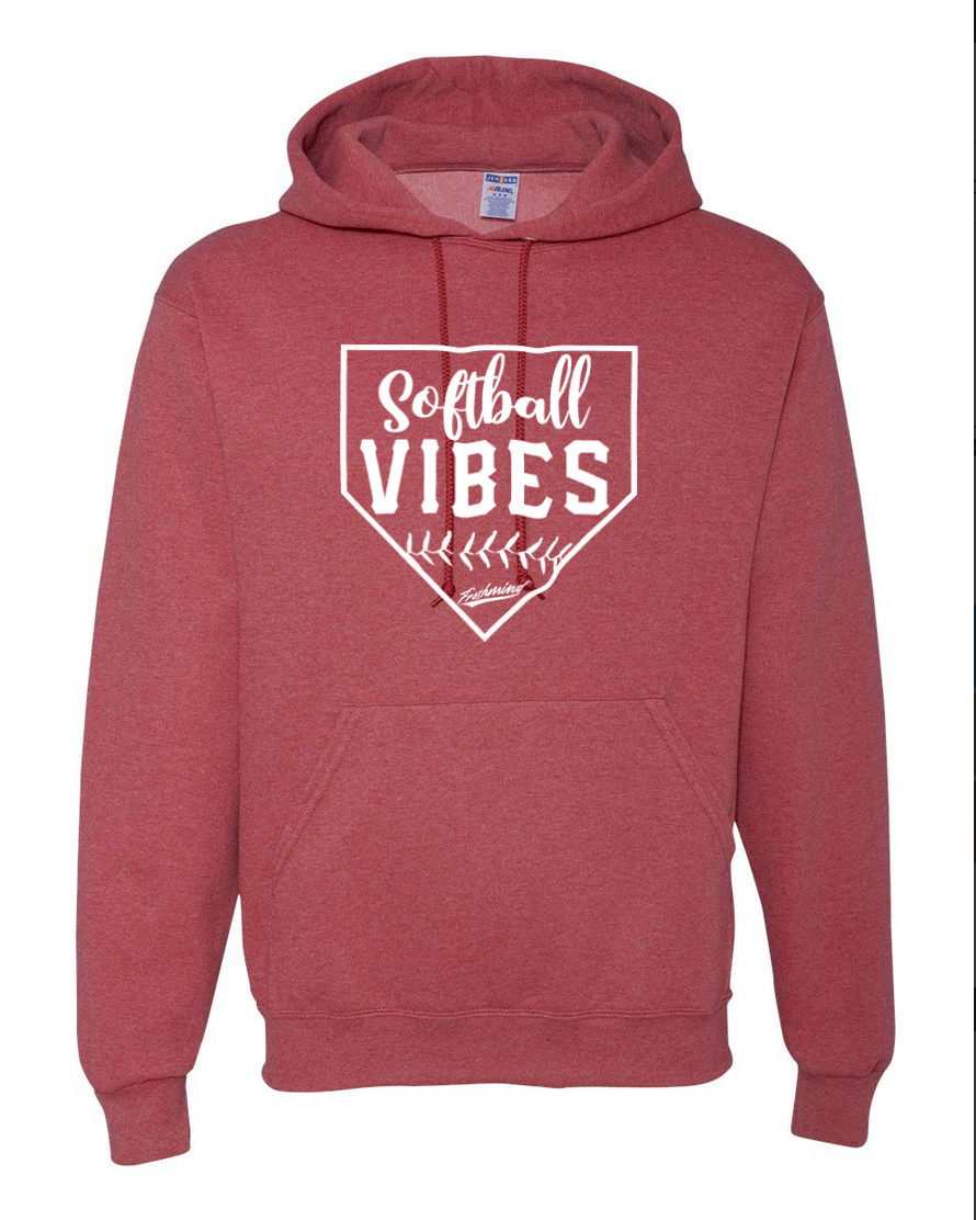 Softball Vibes/White – Vintage Red Hoodie