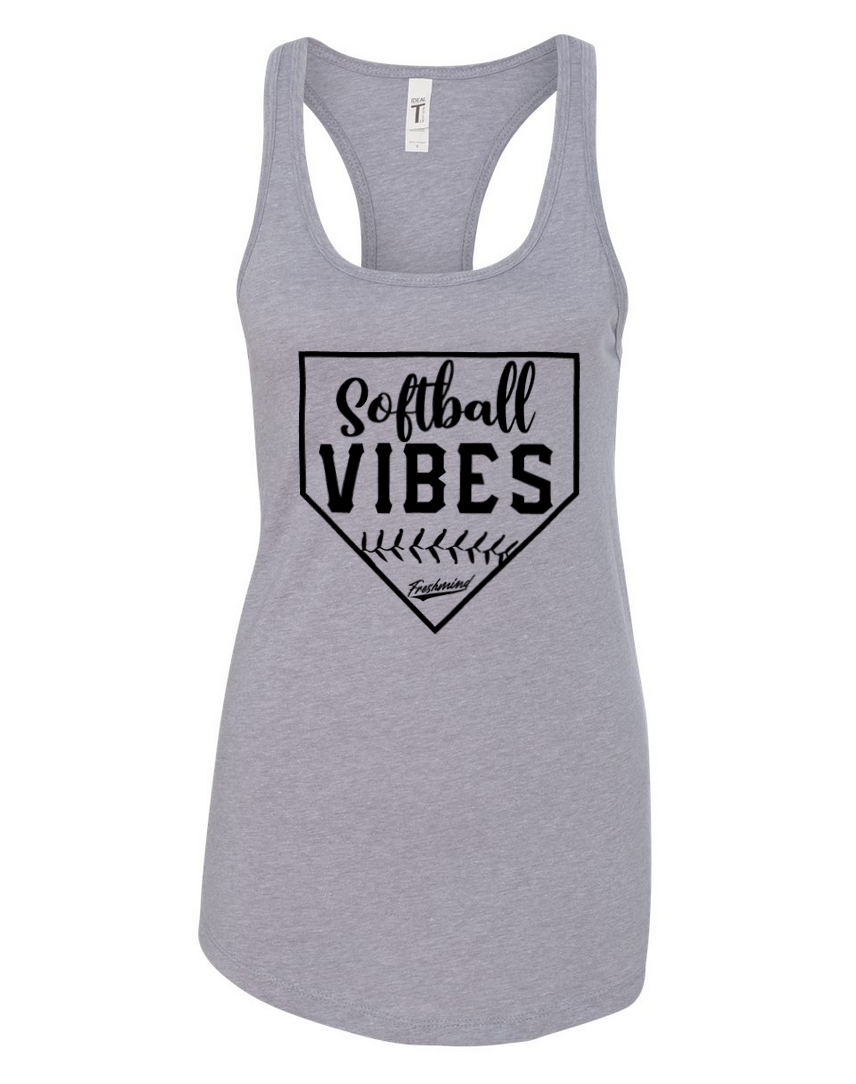 Softball Vibes/Black – Light Gray Tank Top