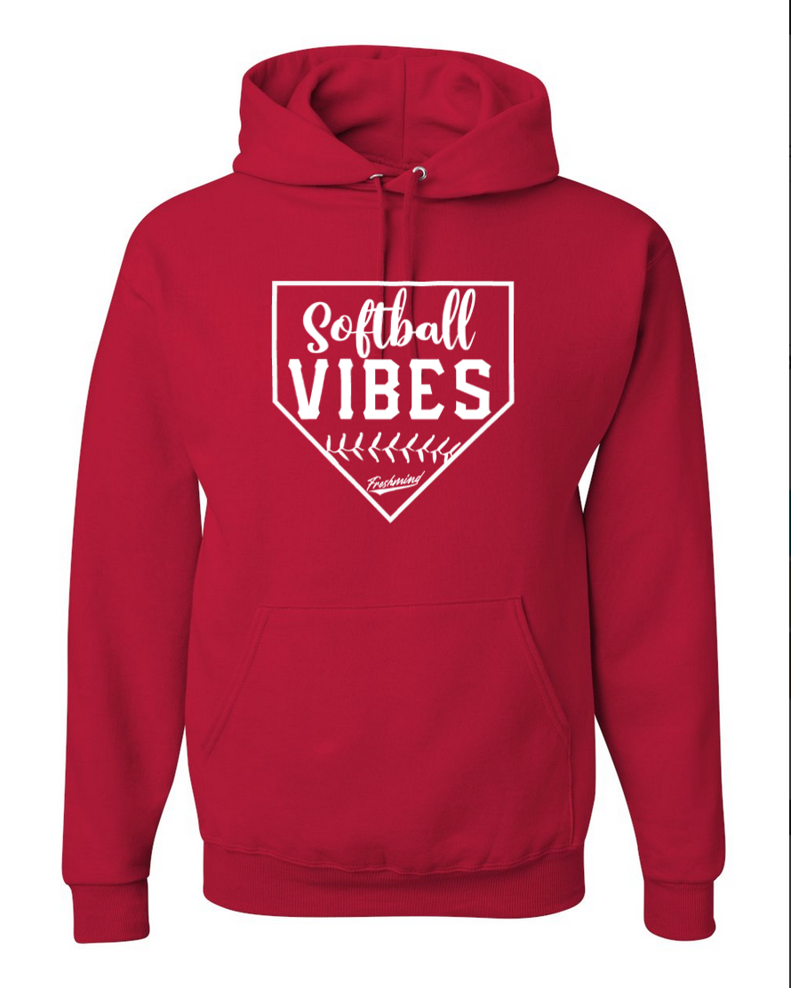 Softball Vibes/White – Red Hoodie