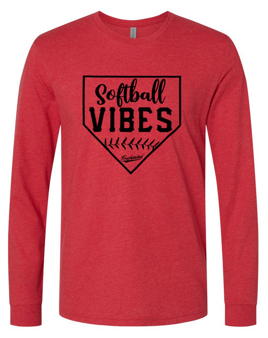 Softball Vibes/Black – Red Long Sleeve