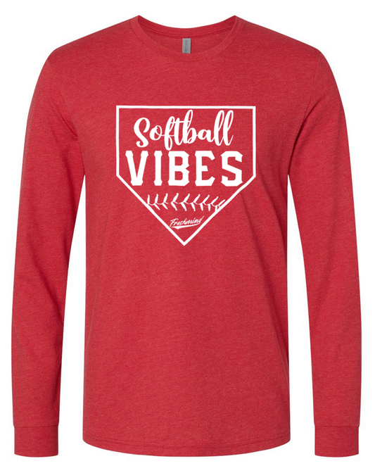 Softball Vibes/White – Red Long Sleeve