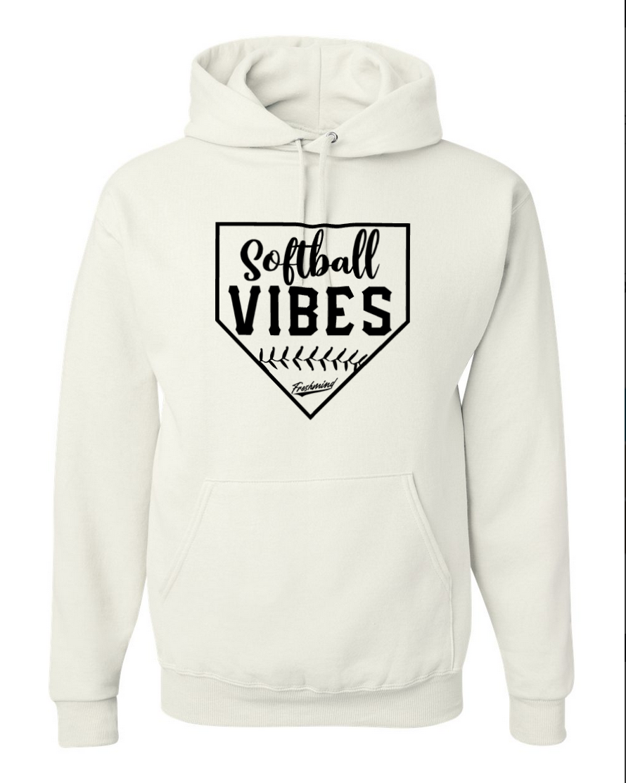 Softball Vibes – White Hoodie