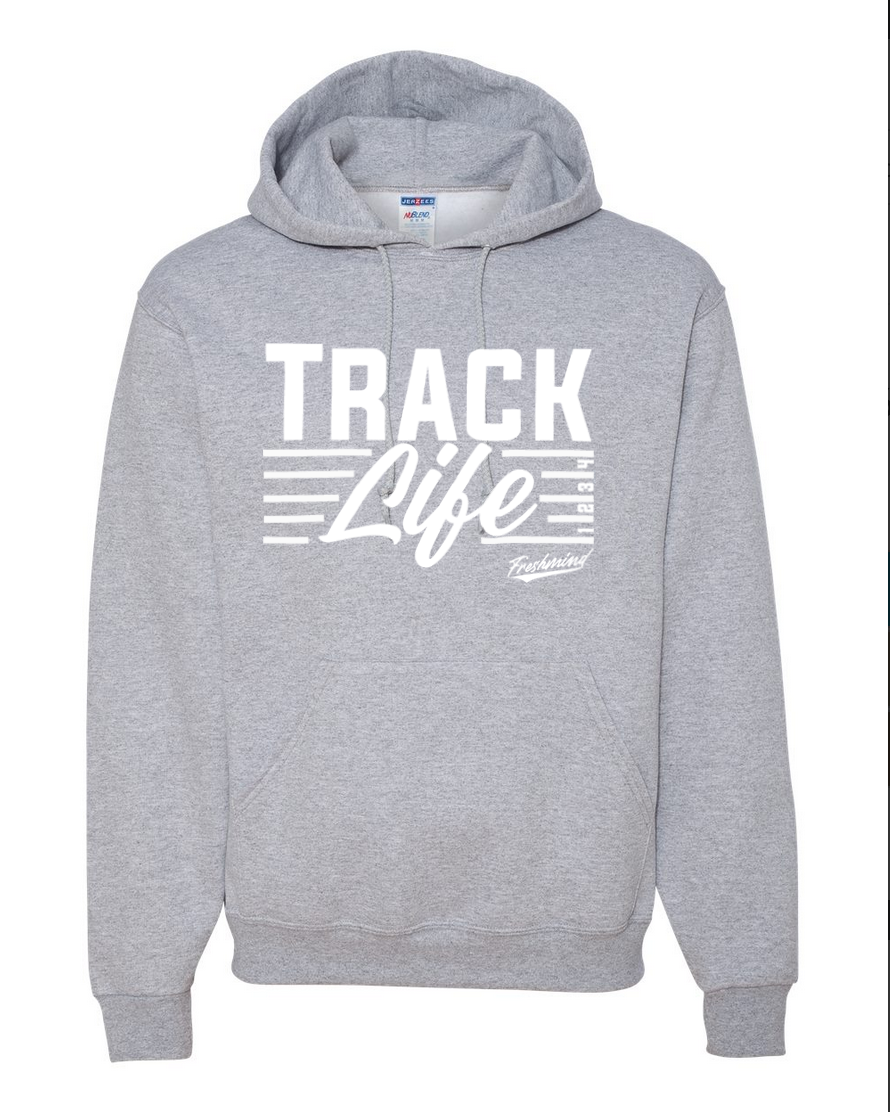 Track Life/White – Gray Hoodie