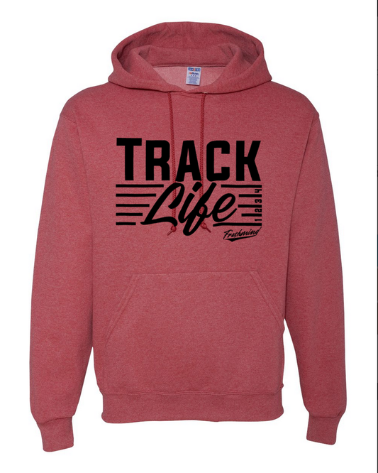 Track Life/Black – Vintage Red Hoodie