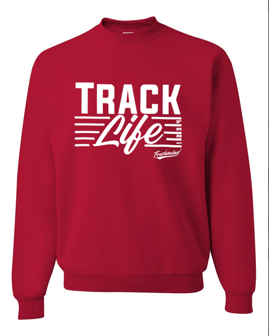 Track Life/White – Red Crewneck
