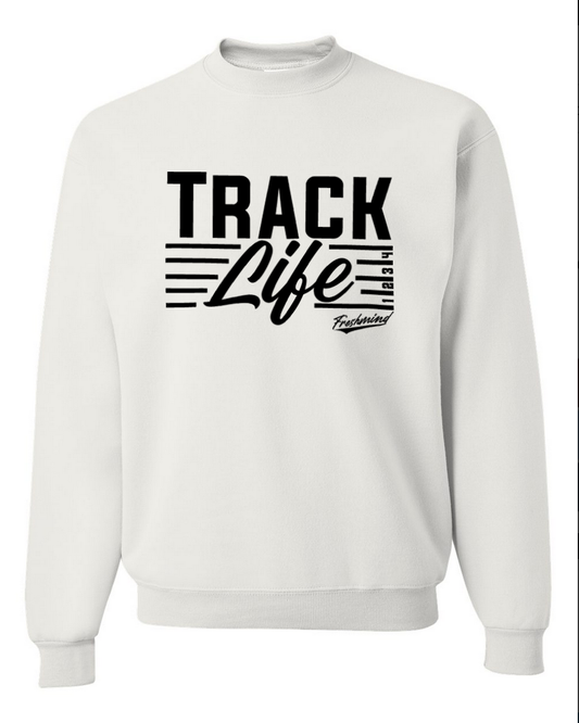 Track Life – White Crewneck