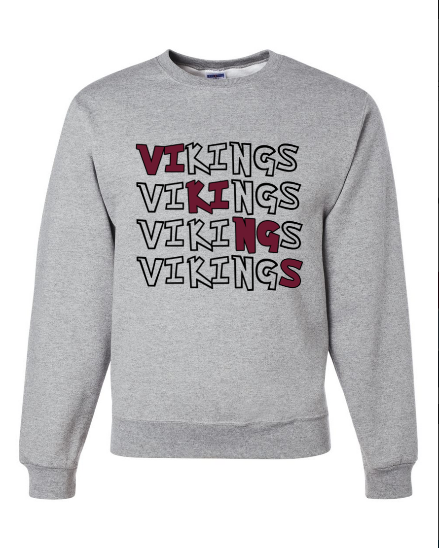 Vikings - Gray Crewneck - Black