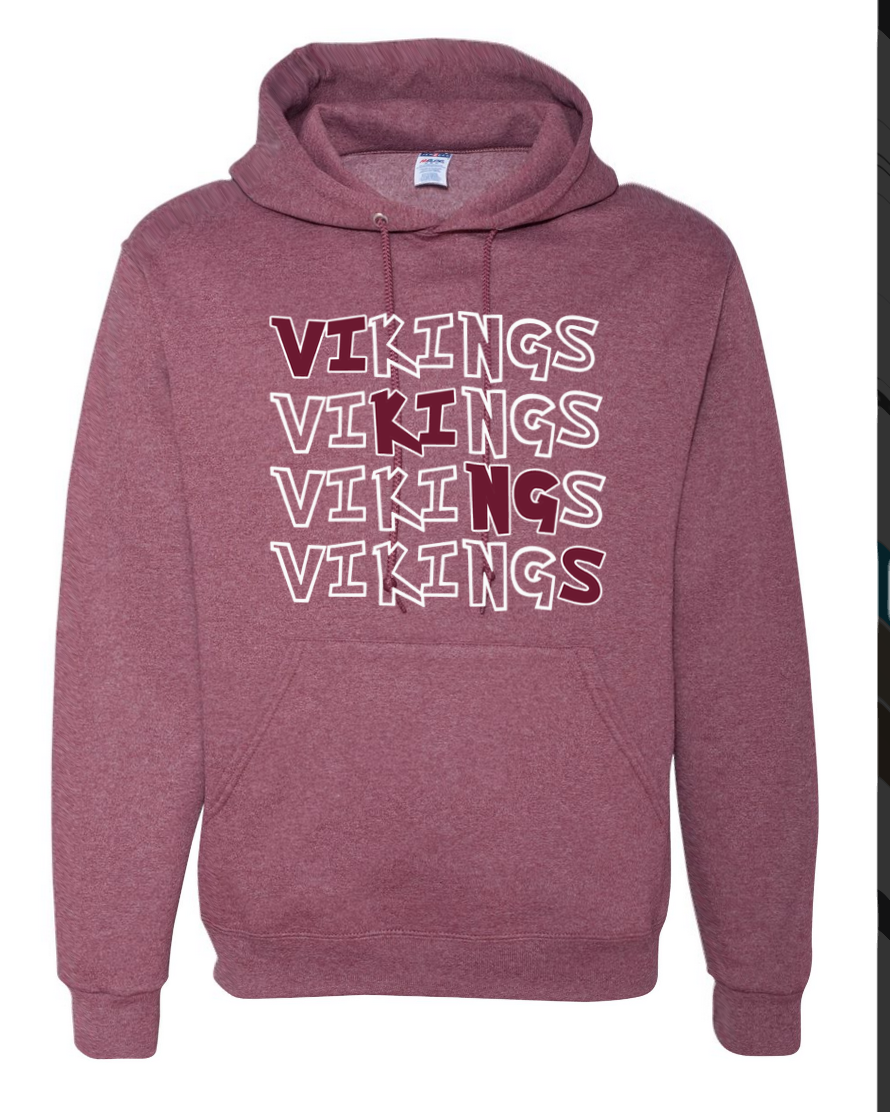 Vikings - Heather Maroon (White) - Hoodie