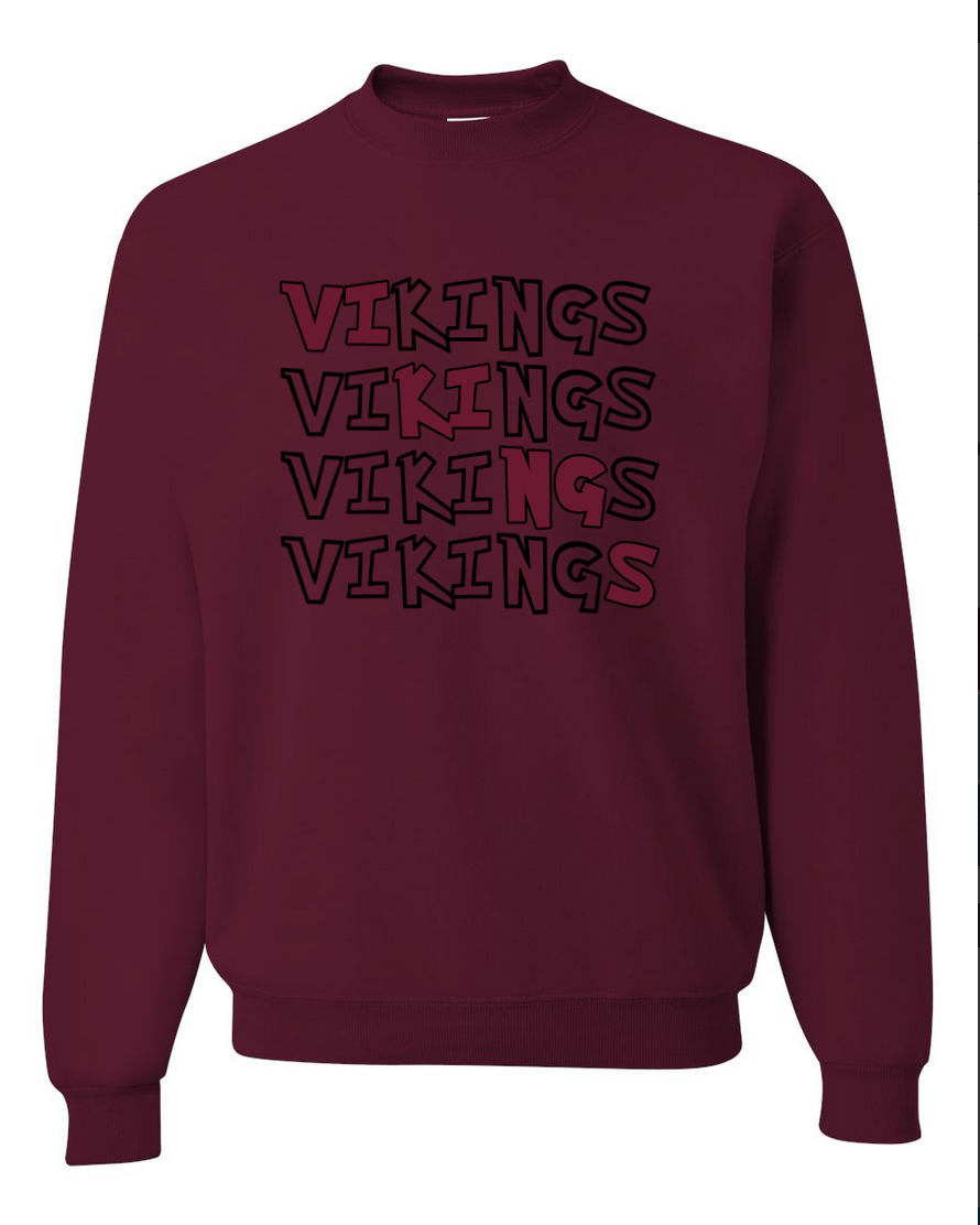 Vikings - Maroon (Black) - Crewneck