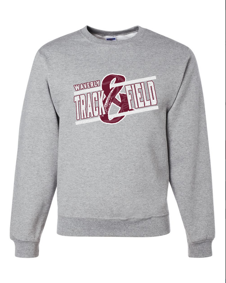Waverly Track – Gray Crewneck – White