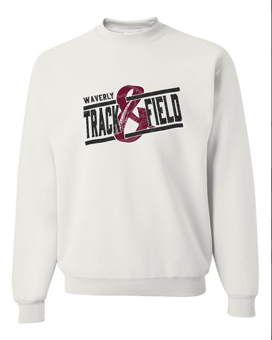 Waverly Track – White Crewneck – Black