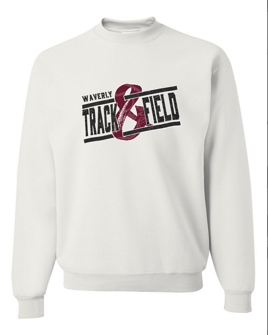 Waverly Track – White Crewneck – Black