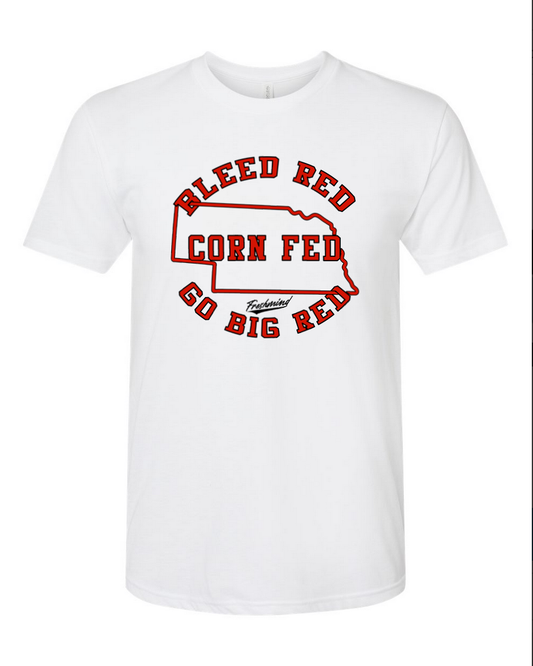 Bleed Red, Corn Fed, Go Big Red - White - T-Shirt